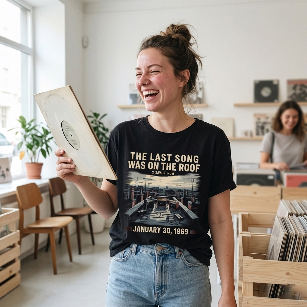 Fan wearing The Last Song Was On The Roof tee
